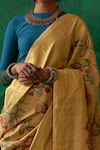 Kasturi Kundal_Yellow Pure Kanjivaram Silk Kalamkari Floral Thumri Saree  _at_Aza_Fashions