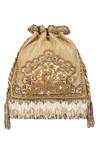 Shop_Lovetobag_Gold Embellished Kaleen Potli Bag_at_Aza_Fashions