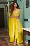 Buy_Stotram_Yellow Embroidery Sweetheart Neck Cape And Skirt Set _at_Aza_Fashions