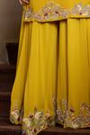 Stotram_Yellow Embellished Round Embroidered Kurta Palazzo Set_at_Aza_Fashions