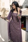 Buy_Kasturi Tikmani_Purple Pure Mulmul Chanderi Embroidery Sequin And Thread Round Kurta  _at_Aza_Fashions