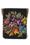 The Leather Garden_Black Embellished Handmade Floral Bead Handbag _Online_at_Aza_Fashions