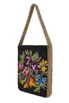 Shop_The Leather Garden_Black Embellished Handmade Floral Bead Handbag _Online_at_Aza_Fashions