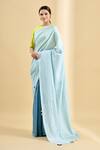 Injiri_Blue Silk Bandhani Saree_Online_at_Aza_Fashions