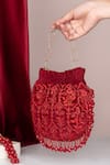 Buy_The Leather Garden_Red Embellished Potli Bag _at_Aza_Fashions
