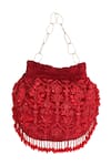 Shop_The Leather Garden_Red Embellished Potli Bag _at_Aza_Fashions