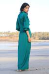 Shop_Zwaan_Green Armani Satin Shawl Collar Draped Shirt Dress_at_Aza_Fashions