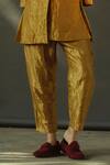 Buy_Shorshe Clothing_Gold Handloom Tissue Cigarette Pant_Online_at_Aza_Fashions