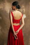 Karishma Khanduja Bareilly_Red Net, Crepe, Tabby Silk Square Neck Lehenga And Embroidered Blouse Set _at_Aza_Fashions