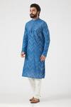 Buy_Kasbah_Blue Georgette, Cotton Mirrors Embroidered Kurta Set _at_Aza_Fashions