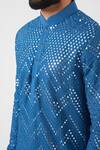 Kasbah_Blue Georgette, Cotton Mirrors Embroidered Kurta Set _Online_at_Aza_Fashions