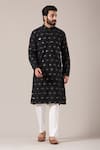 Buy_Kasbah_Black Silk Embroidered Chikankari And Sequin Kurta Set _at_Aza_Fashions