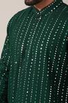 Kasbah_Green Georgette, Cotton Sequins, Mirrors And Embroidered Kurta Set _Online_at_Aza_Fashions