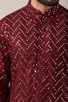 Kasbah_Maroon Georgette Sequins Mirror Embroidered Kurta Set _Online_at_Aza_Fashions