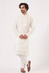 Buy_Kasbah_White Georgette Embroidered Chikankari And Sequin Kurta_at_Aza_Fashions