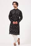 Buy_Kasbah_Black Georgette Embroidered Foil Mirror And Kurta Set_at_Aza_Fashions