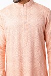 Kasbah_Peach Georgette Embroidered Chikankari And Sequin Kurta Set_Online_at_Aza_Fashions