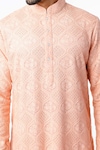 Kasbah_Peach Georgette Embroidered Chikankari Kurta Set_Online_at_Aza_Fashions