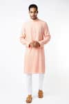 Buy_Kasbah_Peach Georgette Embroidered Chikankari And Sequin Kurta Set_at_Aza_Fashions