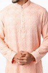 Kasbah_Peach Georgette Embroidered Chikankari And Sequin Kurta Set_Online_at_Aza_Fashions