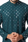 Kasbah_Blue Georgette Embroidered Chikankari Kurta Set_Online_at_Aza_Fashions