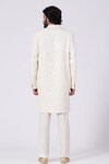 Shop_Kasbah_White Georgette Embroidered Geometric Sherwani Set_at_Aza_Fashions