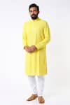 Buy_Kasbah_Yellow Georgette Embroidered Chikankari Kurta Set_at_Aza_Fashions