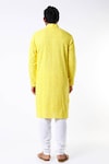 Shop_Kasbah_Yellow Georgette Embroidered Mirror Chikankari Kurta Set_at_Aza_Fashions