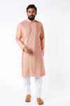 Buy_Kasbah_Peach Georgette Pintuck Kurta Set_at_Aza_Fashions