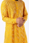 Kasbah_Yellow Georgette Embroidered Mirror Work Kurta Set_Online_at_Aza_Fashions