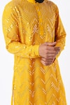 Kasbah_Yellow Georgette Embroidered Mirror Kurta Set_Online_at_Aza_Fashions