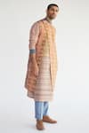 Shop_Kunal Anil Tanna_Beige Cotton Jacket And Kurta Set_at_Aza_Fashions