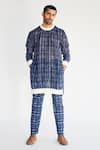 Shop_Kunal Anil Tanna_Blue Cotton Kurta And Pant Set  _at_Aza_Fashions