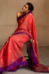 Buy_Priyanka Raajiv_Pink Silk Chanderi Woven Thread Saree_Online_at_Aza_Fashions