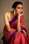 Shop_Priyanka Raajiv_Pink Silk Chanderi Woven Thread Saree_Online_at_Aza_Fashions