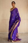 Buy_Priyanka Raajiv_Purple Silk Chanderi Woven Thread Saree _at_Aza_Fashions