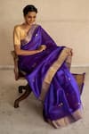 Priyanka Raajiv_Purple Silk Chanderi Woven Thread Saree _Online_at_Aza_Fashions