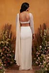 Shop_K & A By Karishma And Ashita_White Net, Georgette, Shantoon Cutdana, Jasmine Pre-draped Saree With Blouse _at_Aza_Fashions