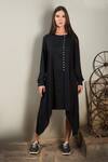 Buy_Chillosophy_Black Cotton Silk Round Asymmetric Tunic  _at_Aza_Fashions