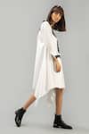 Chillosophy_White Cotton Poplin Round Asymmetric Dress_Online_at_Aza_Fashions
