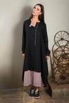 Chillosophy_Black Cotton Silk Round Asymmetric Tunic  _Online_at_Aza_Fashions