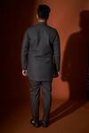 Shop_Kaaj Button X AZA_Grey Suiting Cutdana Chessboard Embroidered Bundi And Kurta Set _at_Aza_Fashions
