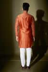 Shop_Kaaj Button X AZA_Brown Chanderi Silk Lining Satin Thread Kurta And Pant Set _at_Aza_Fashions