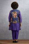 Shop_Torani_Purple Cotton, Handloom Cotton, Brocade, Chanderi Floral Bundi Kurta Set _at_Aza_Fashions