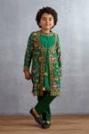 Buy_Torani_Green Kurta- Cotton Silk Floral Panna Naaz Set  _at_Aza_Fashions