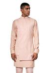 Buy_Amaare_Peach Raw , Cotton Embroidered Bundi And Kurta Set _at_Aza_Fashions
