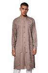 Buy_Amaare_Grey Cotton Satin Layered Kurta Set _at_Aza_Fashions