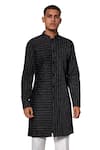 Buy_Amaare_Black Cotton Silk Embroidered Kurta Set _at_Aza_Fashions