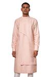 Buy_Amaare_Peach Cotton Silk Embroidered Layered Kurta Set _at_Aza_Fashions