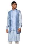 Buy_Amaare_Blue Raw , Cotton Layered Bundi And Kurta Set _at_Aza_Fashions